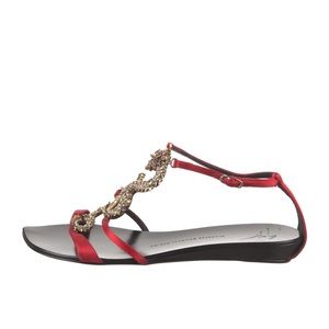 Giuseppe Zanotti Satin red wedge sandals 41